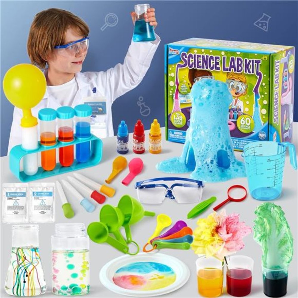 60 Science Experiment Klever Kit with Lab Coat Scientist Costume Dress Up